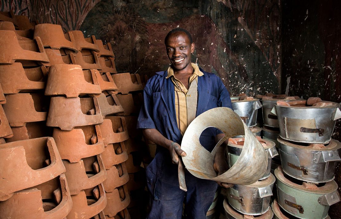Hard at work. An entrepreneur funded by The Adventure Project